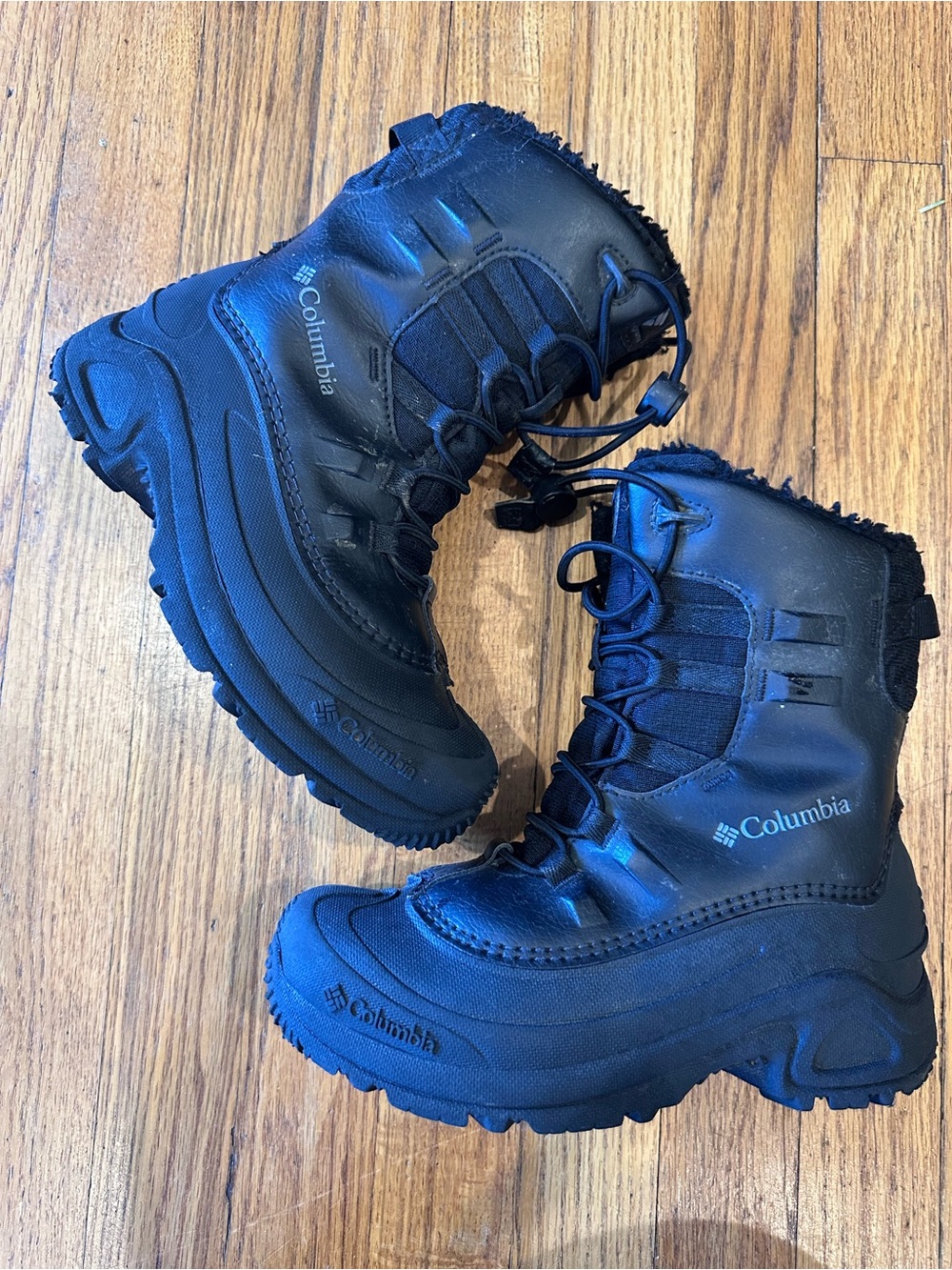 Columbia Kids Black Waterproof Snow Boots with Bungee Lacing